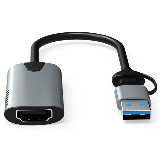 HU-04A Type-C+USB to HDMI Video Capture Card 4K 1080P High Resolution Capture Card for Streaming, Video Conferencing, Live Broadcasting