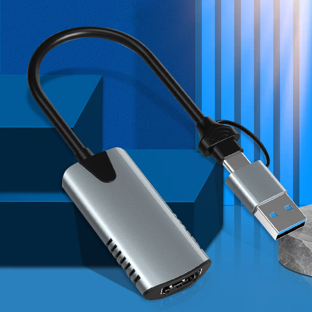 HU-04A Type-C+USB to HDMI Video Capture Card 4K 1080P High Resolution Capture Card for Streaming, Video Conferencing, Live Broadcasting