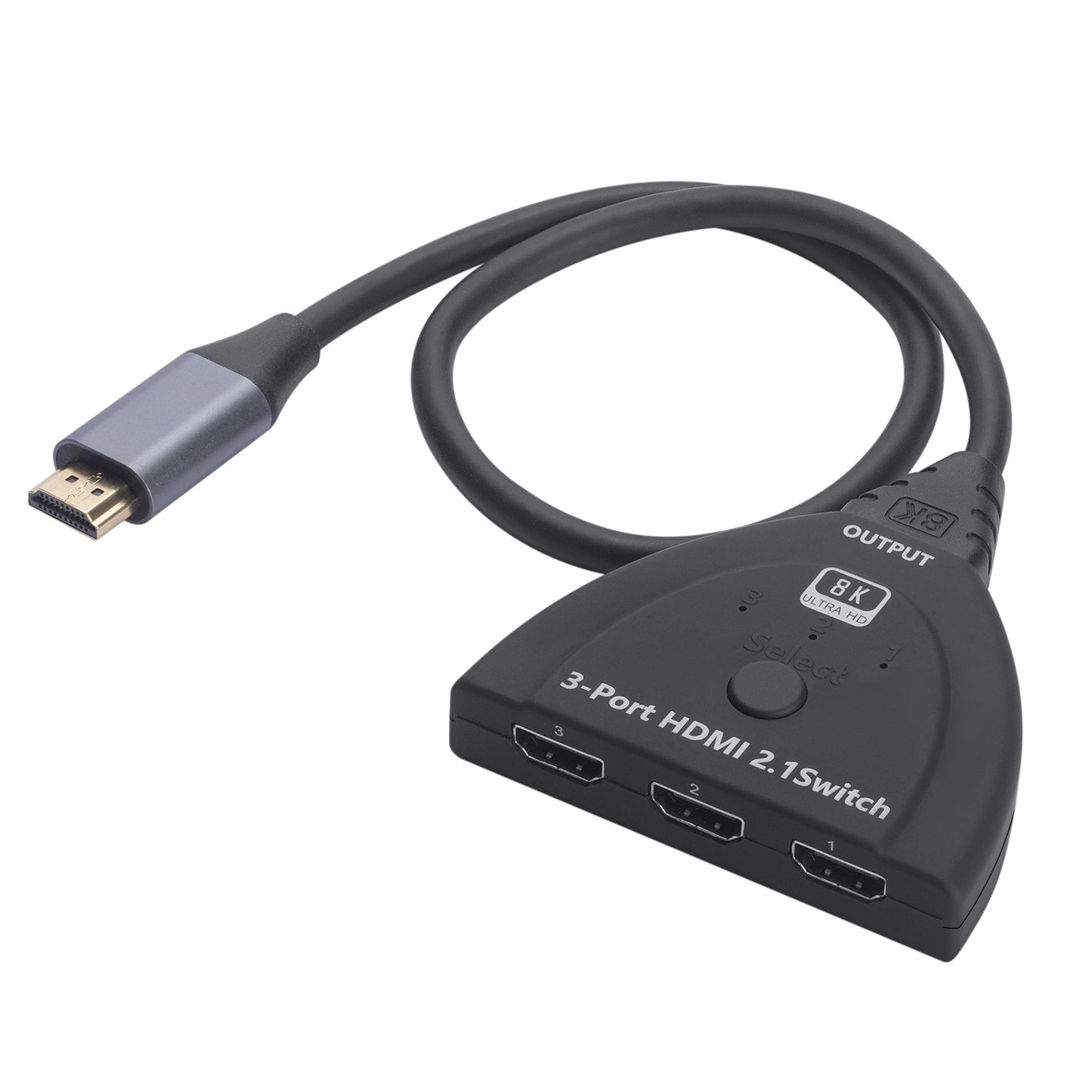 8K HDMI Switcher 8K / 60Hz 4K / 120Hz HDMI2.1 Adapter 3-In-1-Out HDMI Male to 3 HDMI Female Converter with Button / LED Indicator