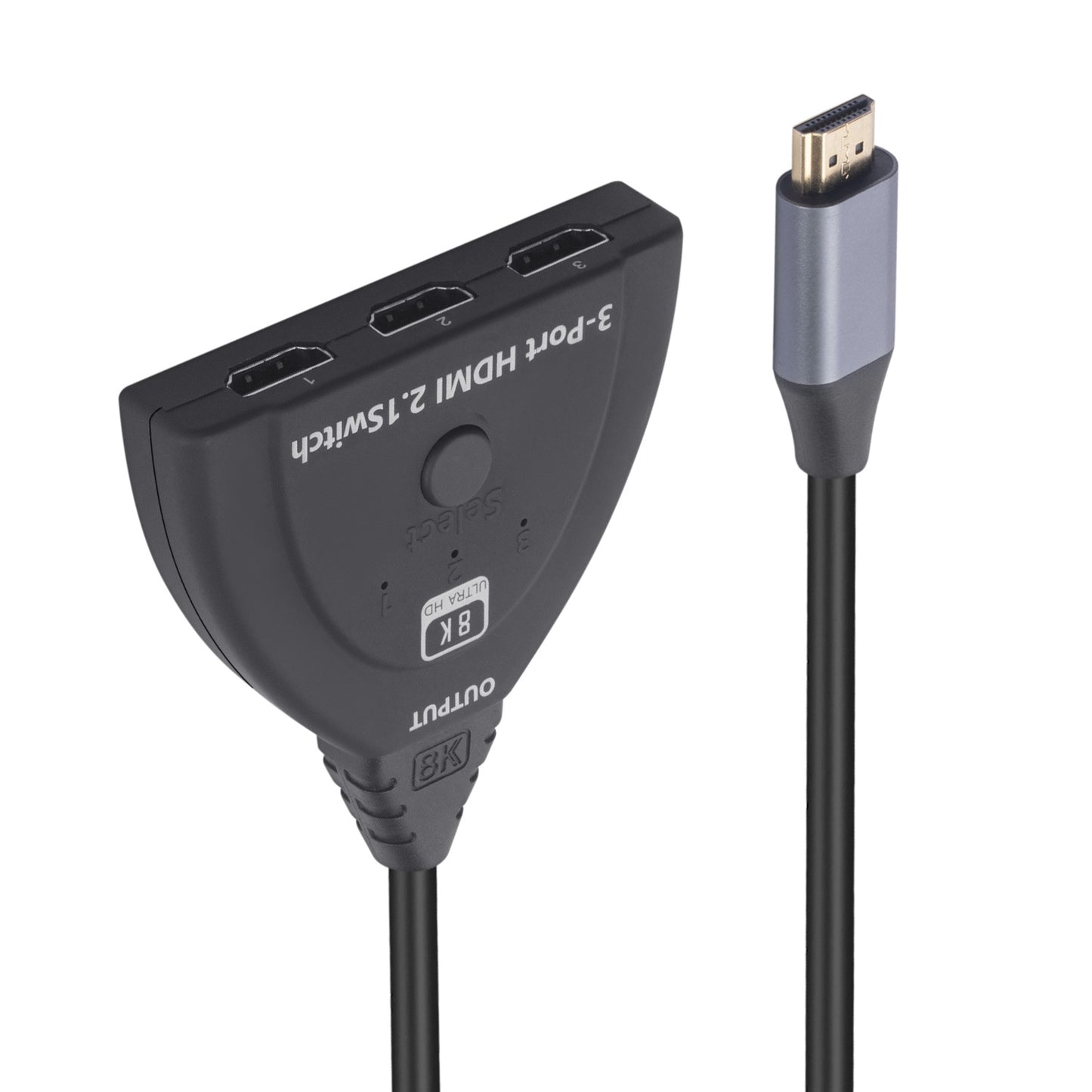 8K HDMI Switcher 8K / 60Hz 4K / 120Hz HDMI2.1 Adapter 3-In-1-Out HDMI Male to 3 HDMI Female Converter with Button / LED Indicator