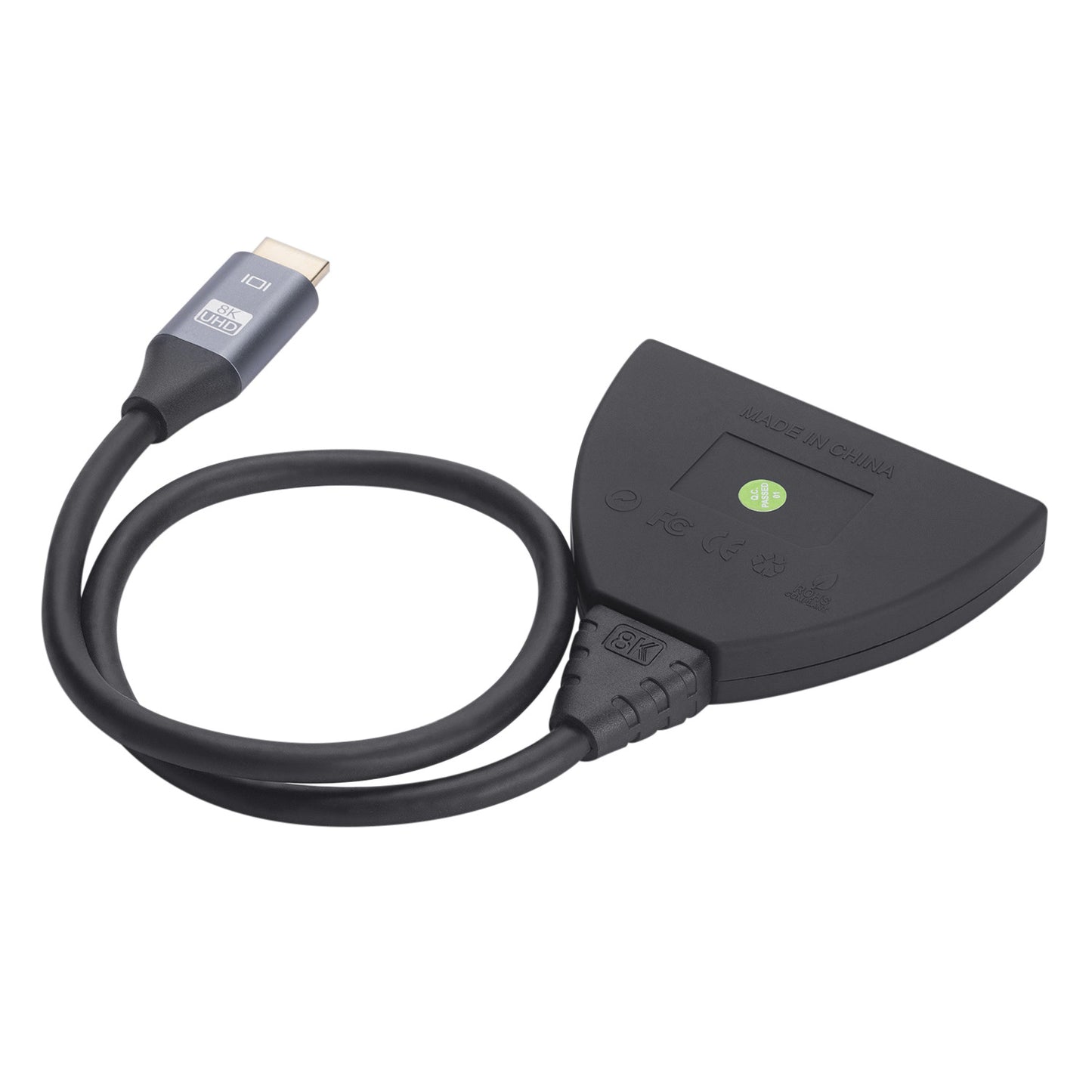 8K HDMI Switcher 8K / 60Hz 4K / 120Hz HDMI2.1 Adapter 3-In-1-Out HDMI Male to 3 HDMI Female Converter with Button / LED Indicator