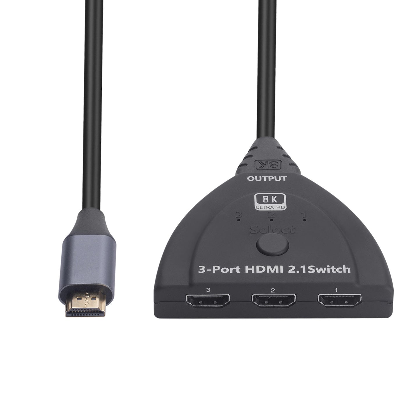 8K HDMI Switcher 8K / 60Hz 4K / 120Hz HDMI2.1 Adapter 3-In-1-Out HDMI Male to 3 HDMI Female Converter with Button / LED Indicator