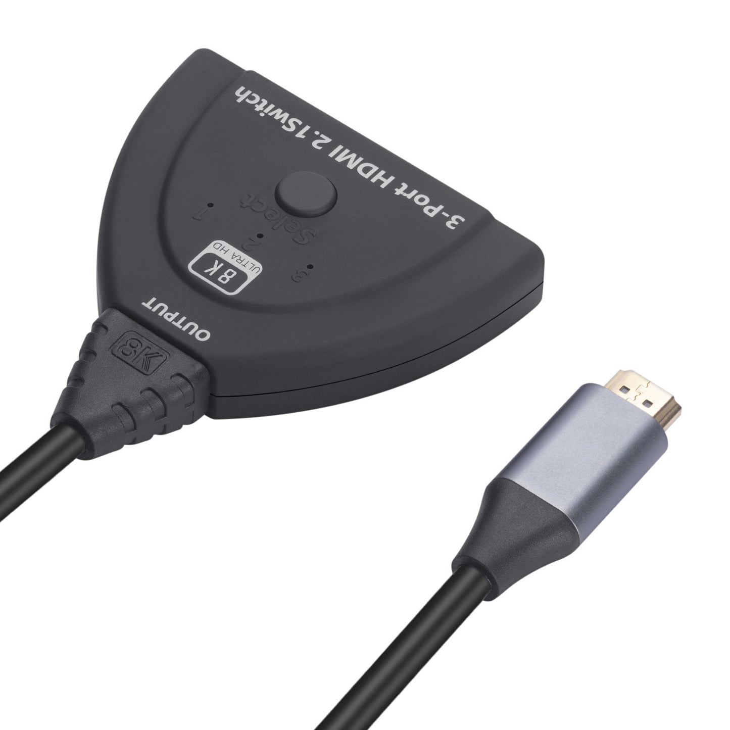 8K HDMI Switcher 8K / 60Hz 4K / 120Hz HDMI2.1 Adapter 3-In-1-Out HDMI Male to 3 HDMI Female Converter with Button / LED Indicator