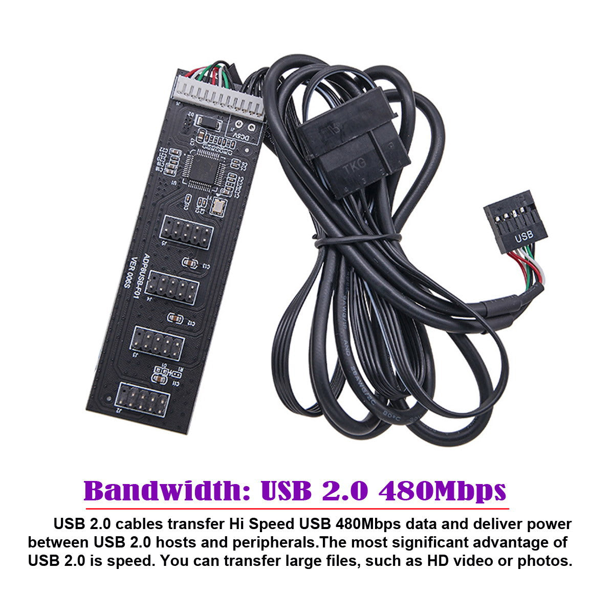 U2-053 USB 2.0 9pin Header 1 to 4 Female Splitter Extension Cable Connector Adapter HUB with IDE 5V Power Supply