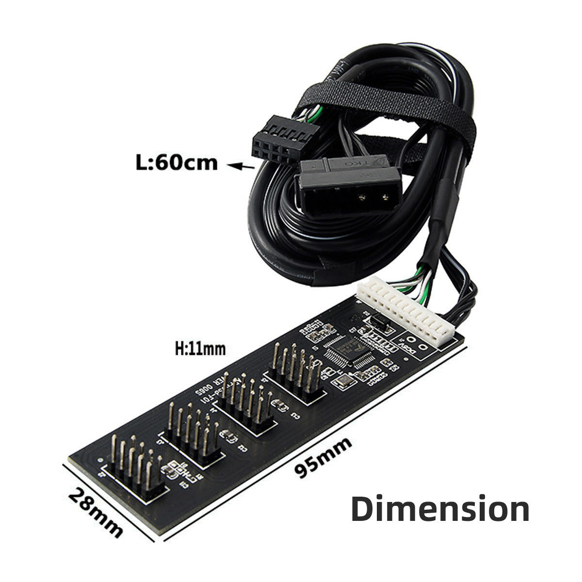 U2-053 USB 2.0 9pin Header 1 to 4 Female Splitter Extension Cable Connector Adapter HUB with IDE 5V Power Supply