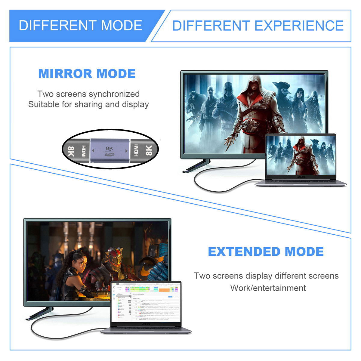 HD-008-8K HDMI 2.1 Female to Female UHD Extension Gold Plated Converter Adapter Support 8K 60hz HDTV