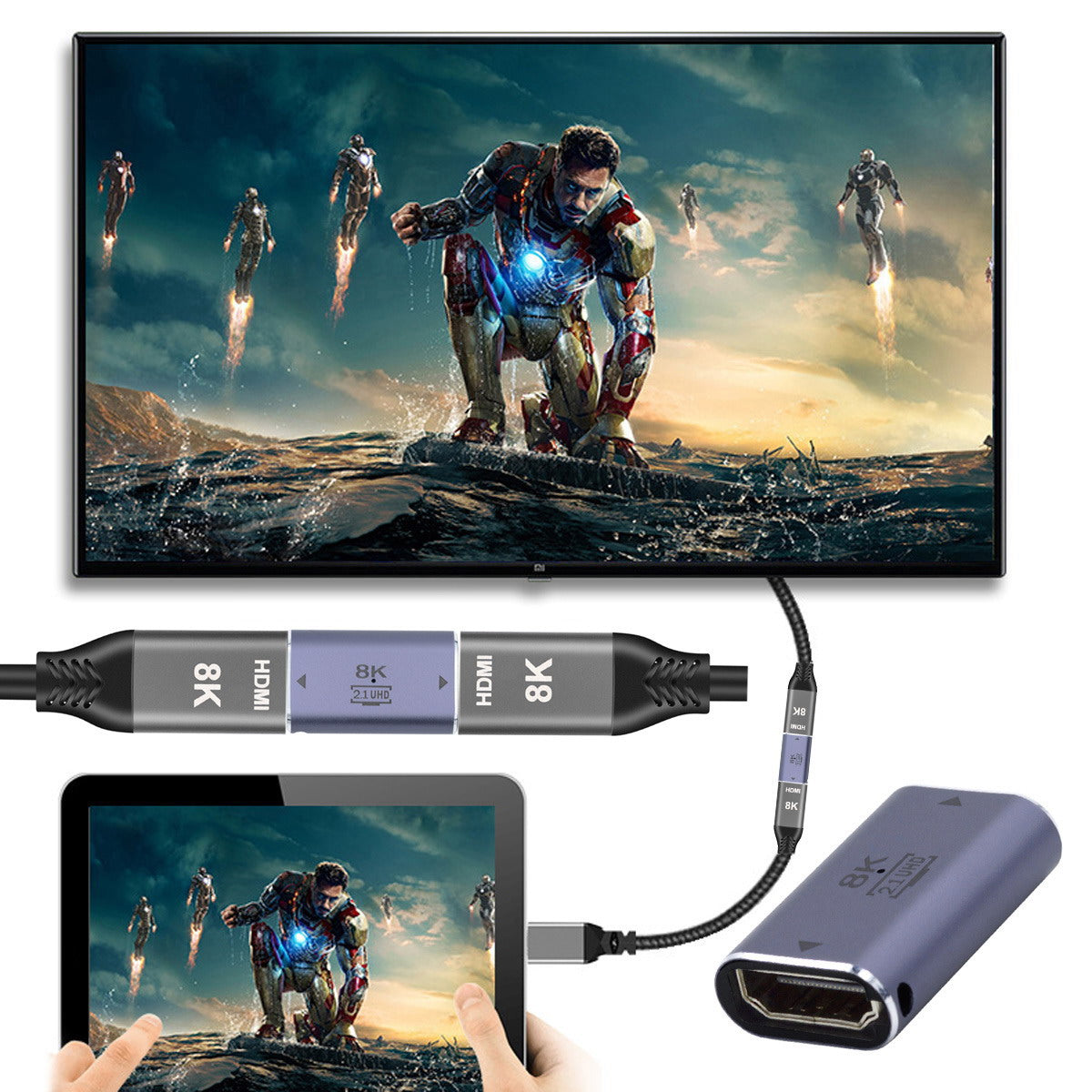 HD-008-8K HDMI 2.1 Female to Female UHD Extension Gold Plated Converter Adapter Support 8K 60hz HDTV