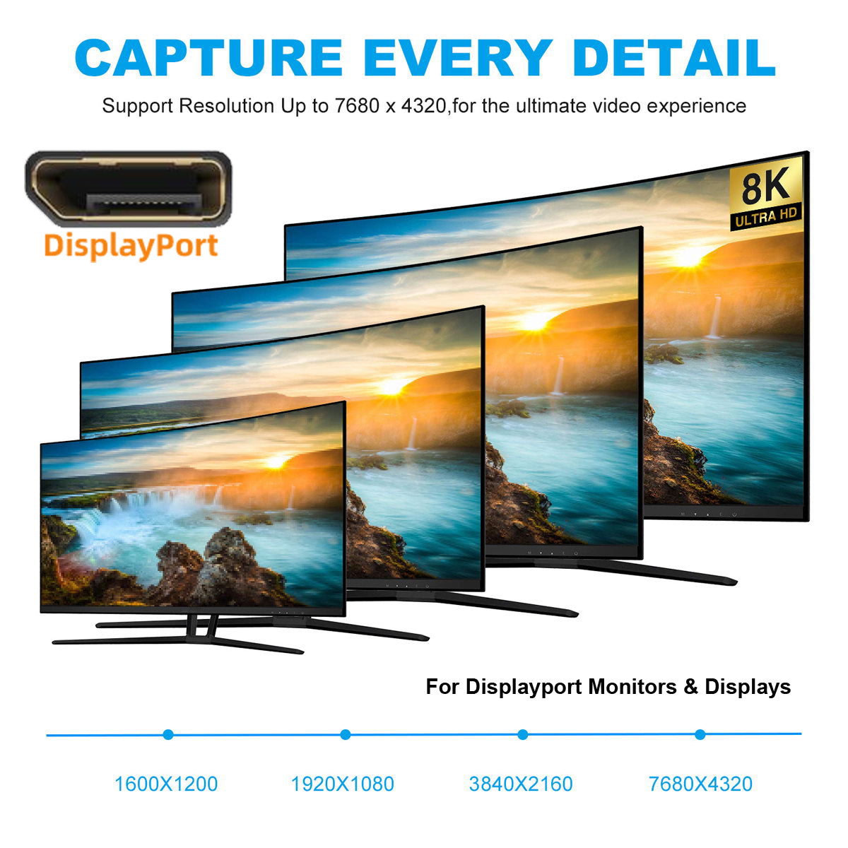UC-038-D8K USB-C Type C Female to Displayport Converter HDTV Adapter Cable 8K / 60hz 4K / 120hz for Tablet Phone Laptop