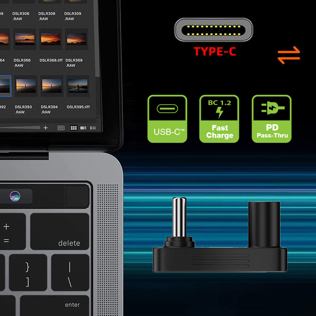 UC-068-OS 10Gbps USB3.0 Type C Male to Female Elbow U-shape Power Data Video Adapter