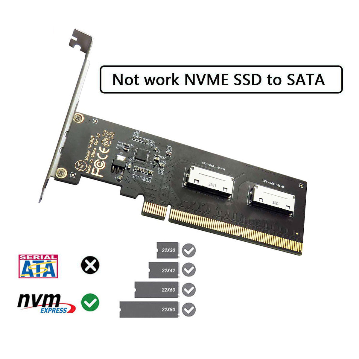 SF-057 PCIE PCI-Express 16x to Dual Oculink SFF-8612 SFF-8611 8x VROC Adapter for Mainboard SSD Graphics Card