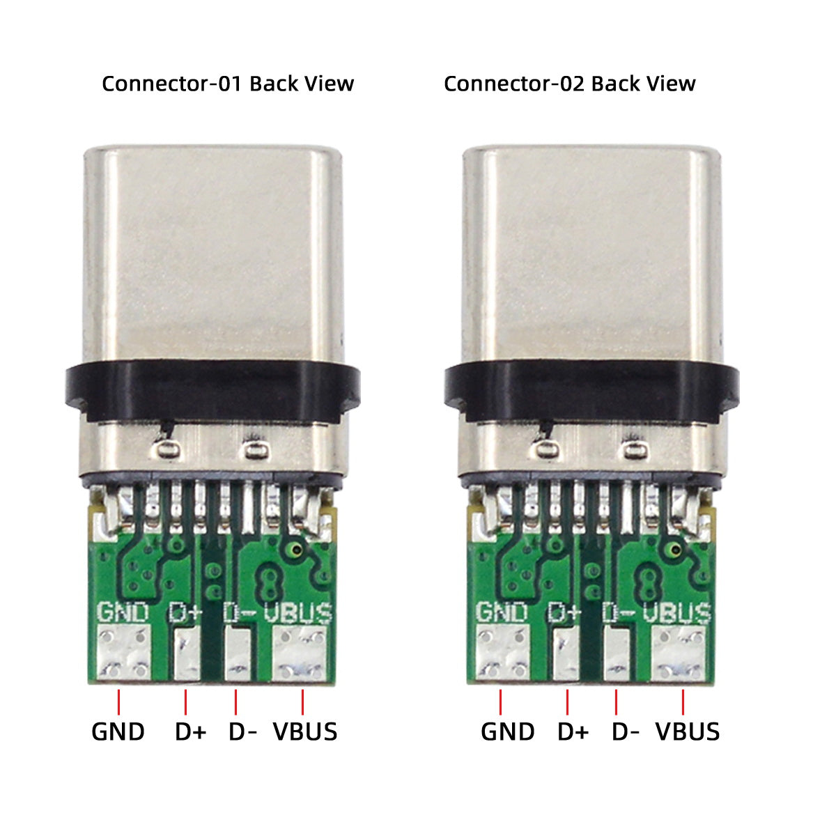 CN-004 2Pcs / Set Type-C 24Pin Connector Plug USB-C Male PD 100W USB2.0 Data Connector with Housing Cover