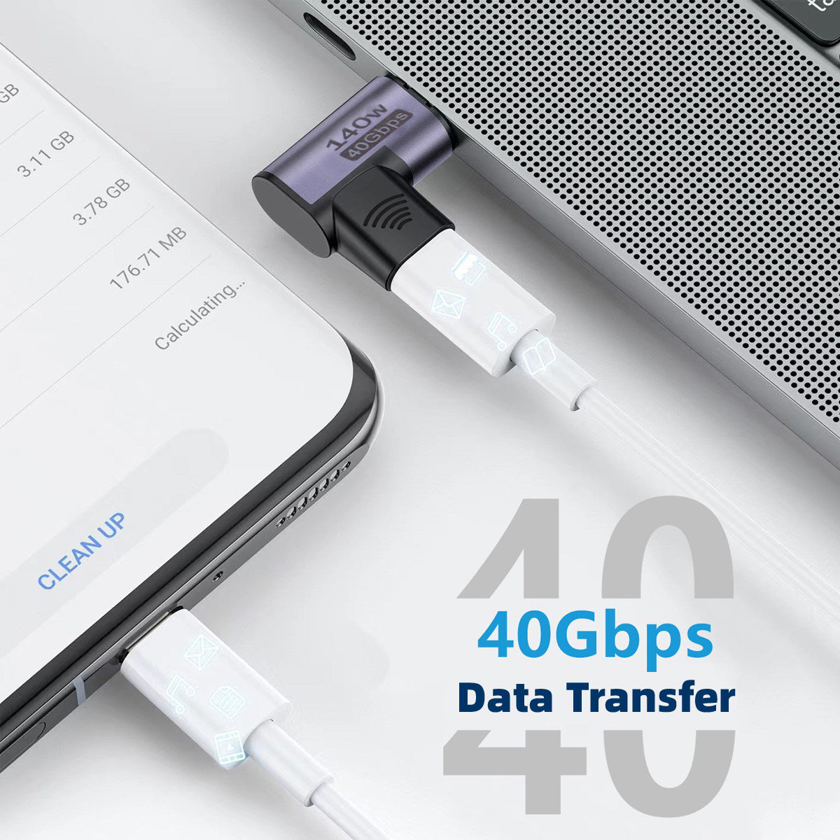 UC-062-RI 40Gbps USB4 Magnetic Type C Male to Female Left Right Angled 140W Power Data 8K Video Adapter for Laptop Phone