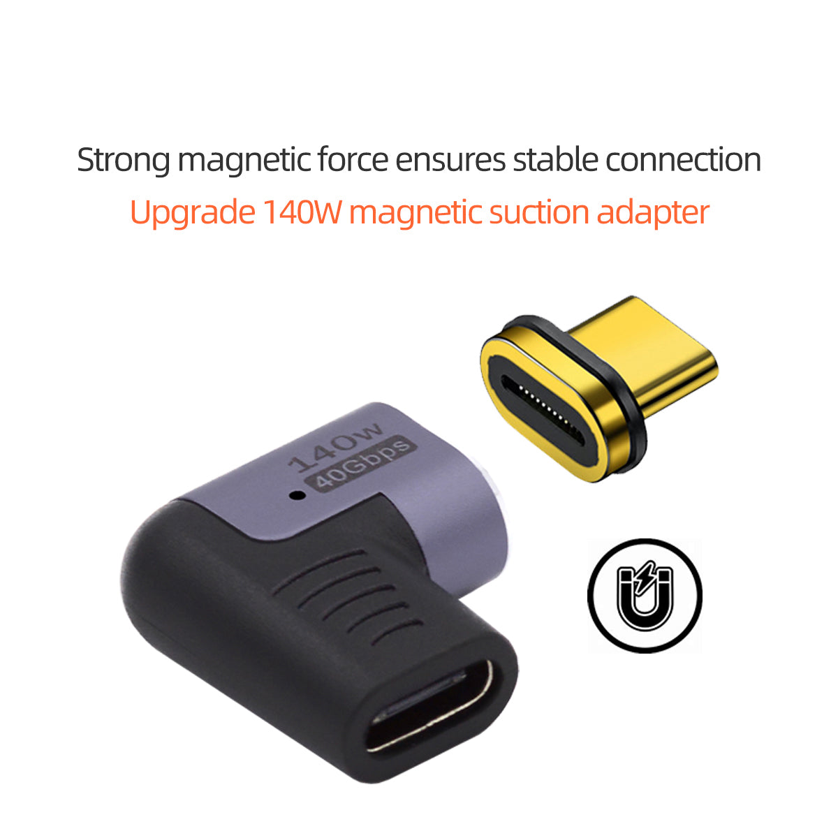 UC-062-RI 40Gbps USB4 Magnetic Type C Male to Female Left Right Angled 140W Power Data 8K Video Adapter for Laptop Phone