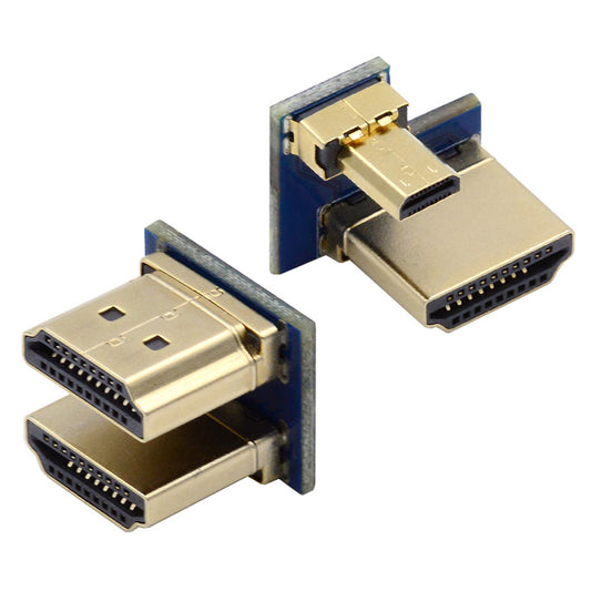 CN-006 2Pcs / Set HDMI to Micro HDMI Adapter, HDMI to HDMI Connector for Raspberry PI 3B / 3B+ / 4B Opposite U Shape Back Angled