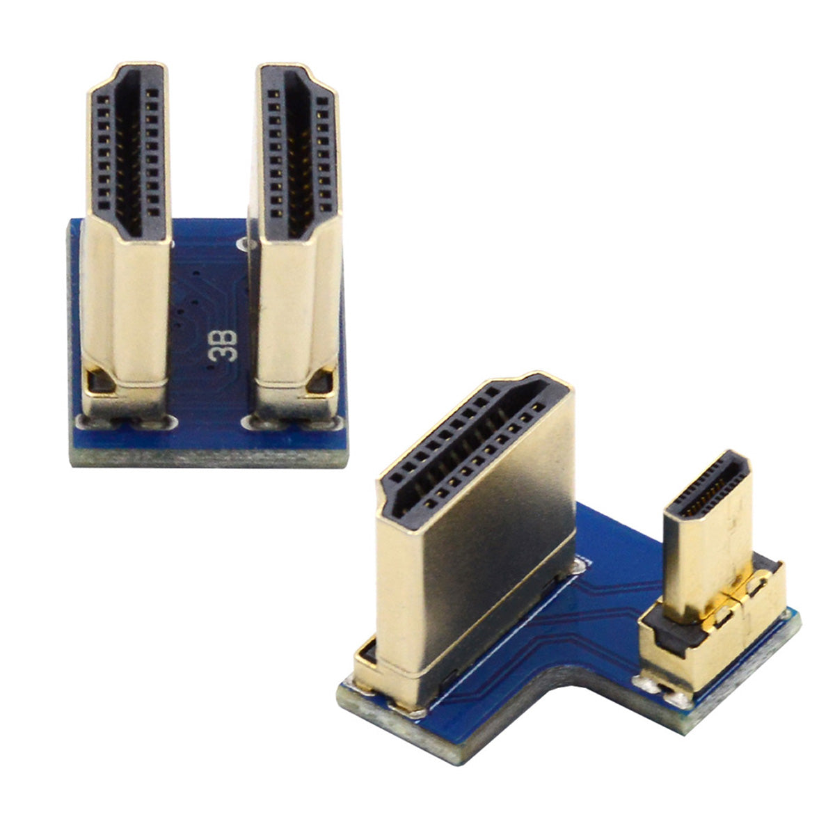 CN-006 2Pcs / Set HDMI to Micro HDMI Adapter, HDMI to HDMI Connector for Raspberry PI 3B / 3B+ / 4B Opposite U Shape Back Angled