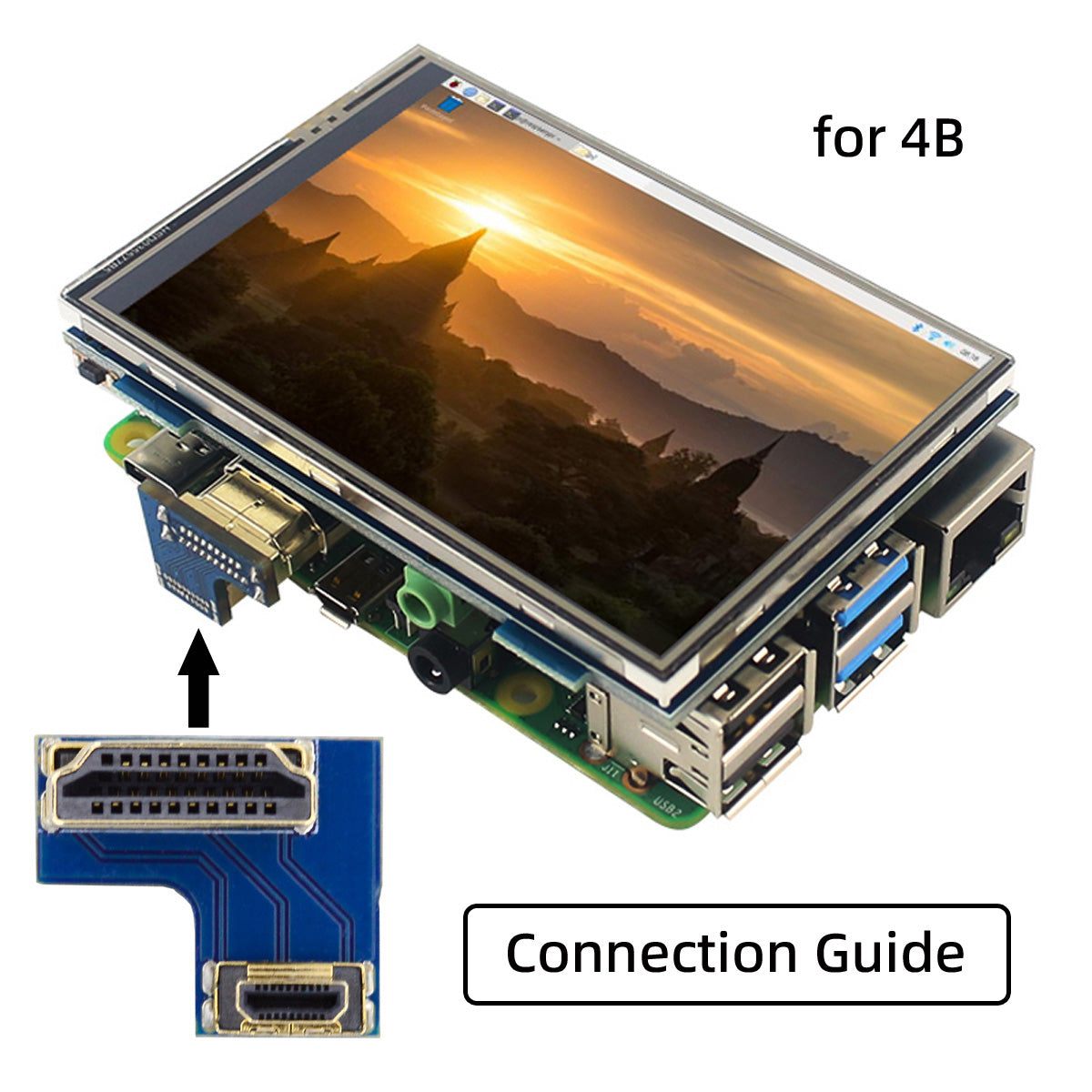 CN-006 2Pcs / Set HDMI to Micro HDMI Adapter, HDMI to HDMI Connector for Raspberry PI 3B / 3B+ / 4B Opposite U Shape Back Angled