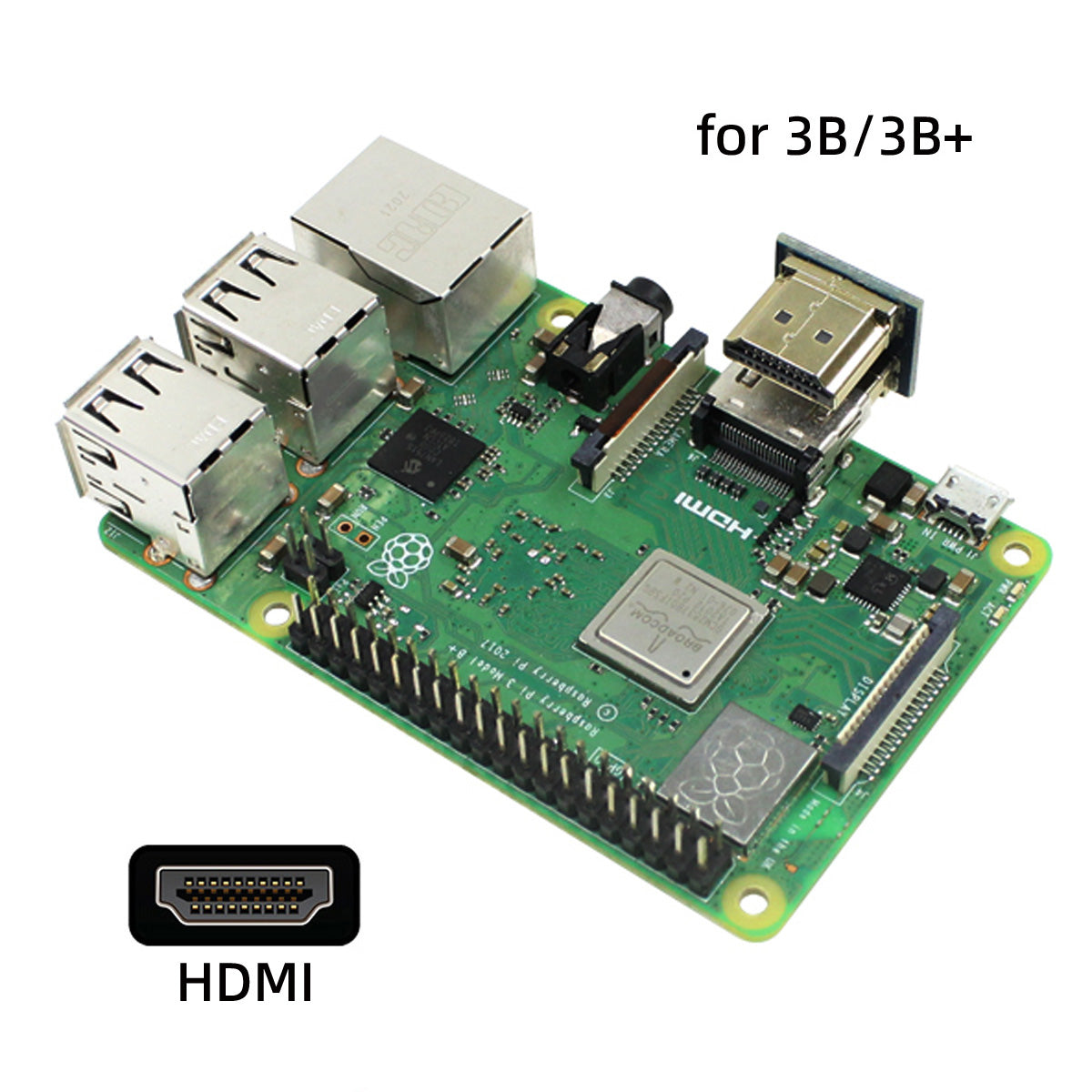 CN-006 2Pcs / Set HDMI to Micro HDMI Adapter, HDMI to HDMI Connector for Raspberry PI 3B / 3B+ / 4B Opposite U Shape Back Angled