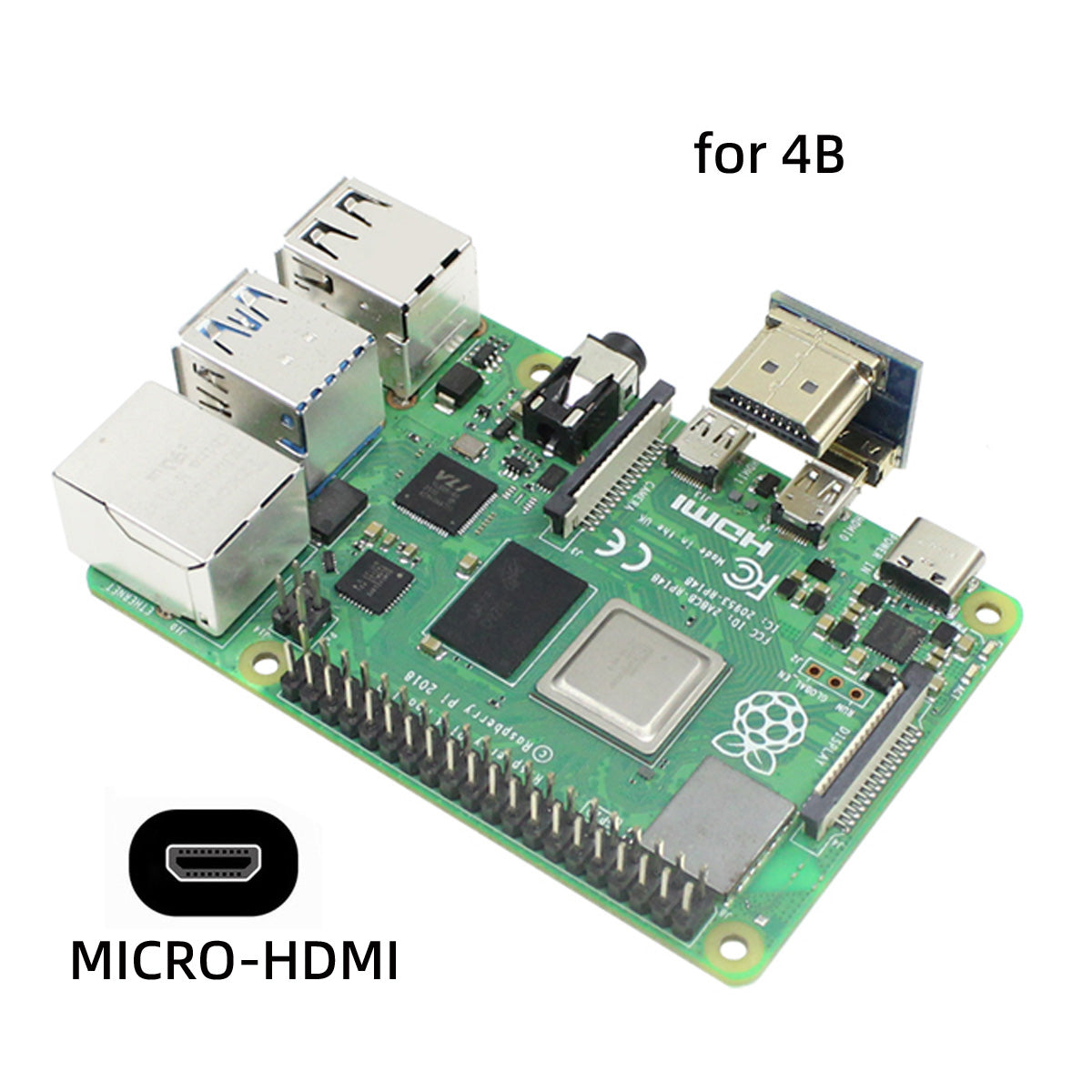 CN-006 2Pcs / Set HDMI to Micro HDMI Adapter, HDMI to HDMI Connector for Raspberry PI 3B / 3B+ / 4B Opposite U Shape Back Angled