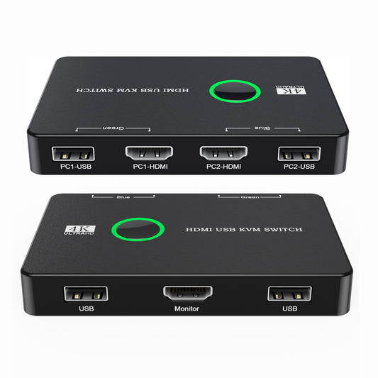 HD-005 KVM Switcher 2-In-1-Out HDMI KVM Switch Adapter with Dual USB2.0