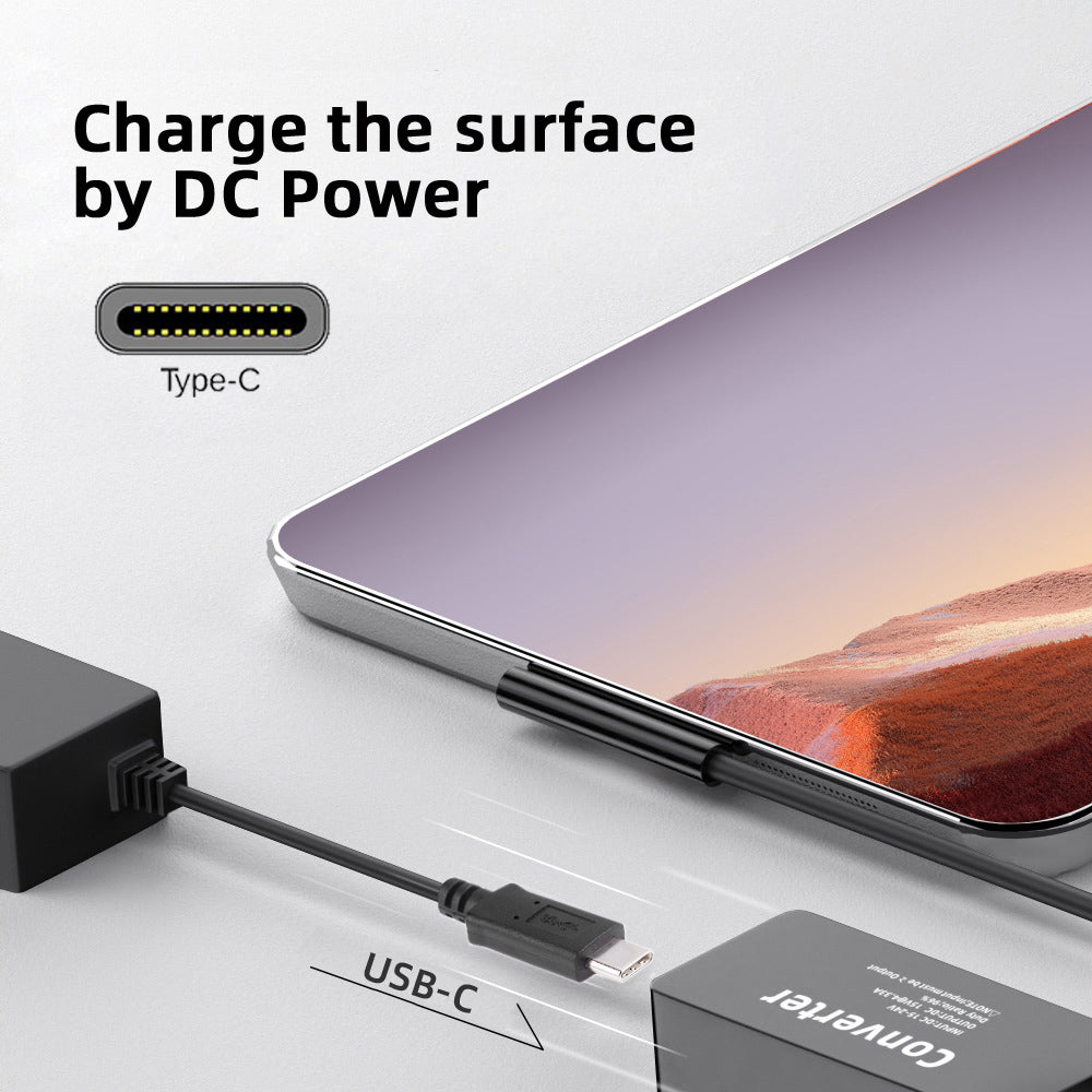 PW-016-TYPECF Type-C USB-C Female 65W DC 15V to Surface Pro 3 / 4 / 5 / 6 / 7 / 8 / 9 Charge Power Converter