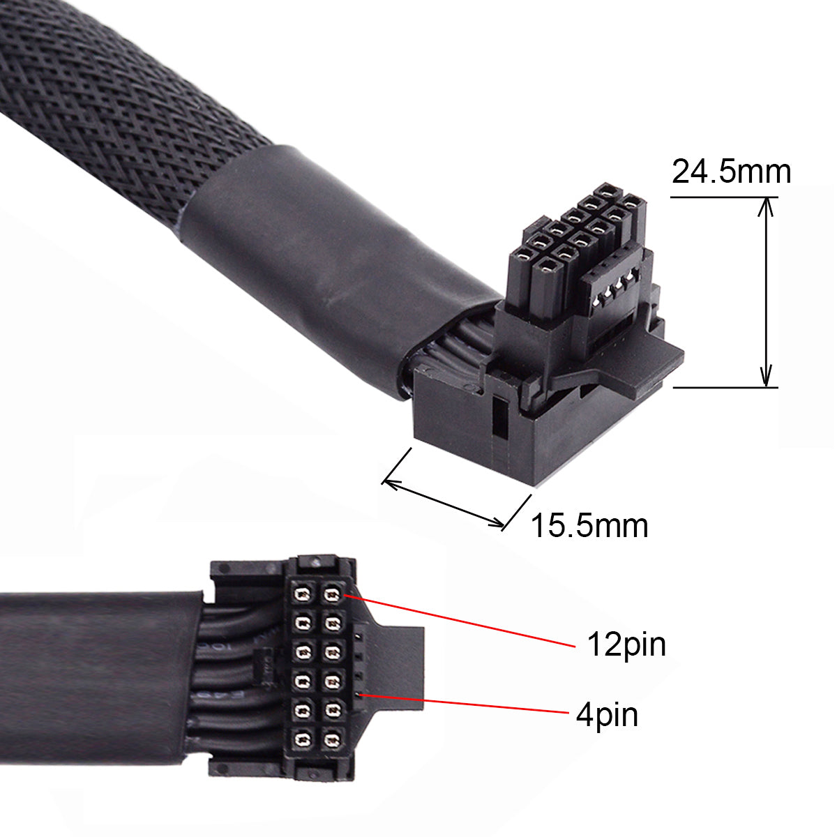 PW-043-UP 12VHPWR ATX3.0 PCI-E 5.0 Power Modular Cable Up Angled Extension for 3080 3090TI PSU 16Pin 12+4P Graphics Card