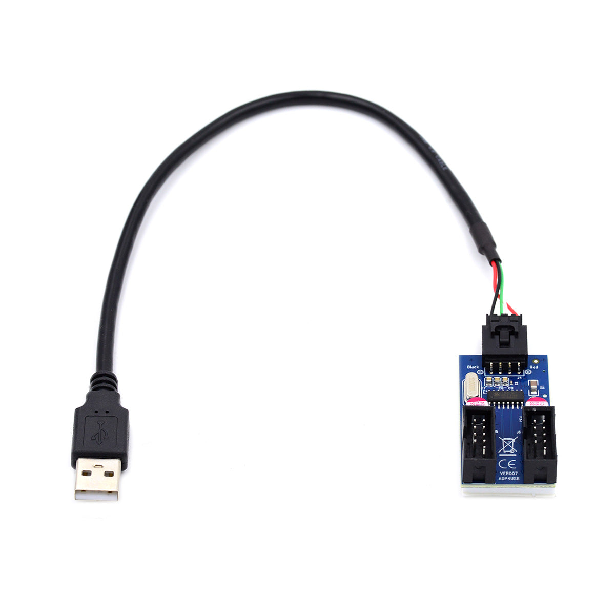 U2-066 USB 2.0 Type-A Male 1 to 2 Female Motherboard 9-pin Header Extension HUB Adapter Port Multiplier