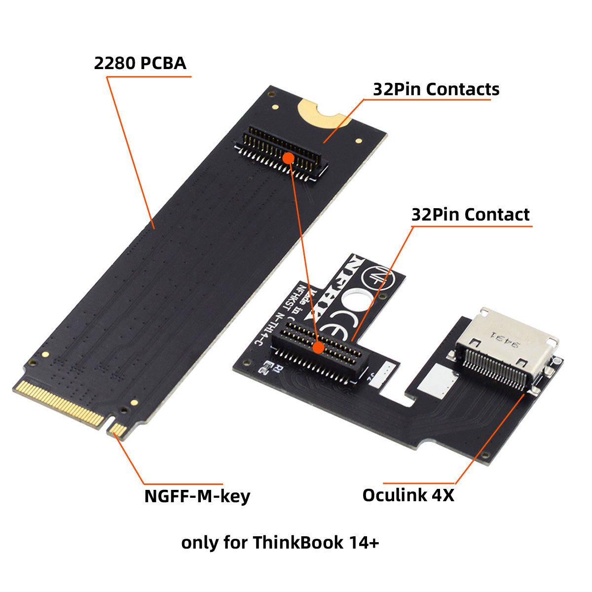 PCI-E 3.0 M.2 M-key to Oculink SFF-8612 SFF-8611 Host Adapter for ThinkBook 14+ Laptop External Graphics Card &amp; SSD