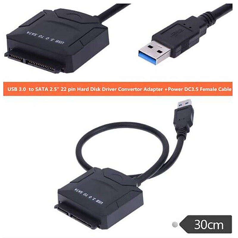 U3-027-OD USB 3.0 to Angled SATA 22 Pin Adapter Cable for 2.5&quot;, 3.5&quot; Hard Disk Drive SSD for Desktop Laptop