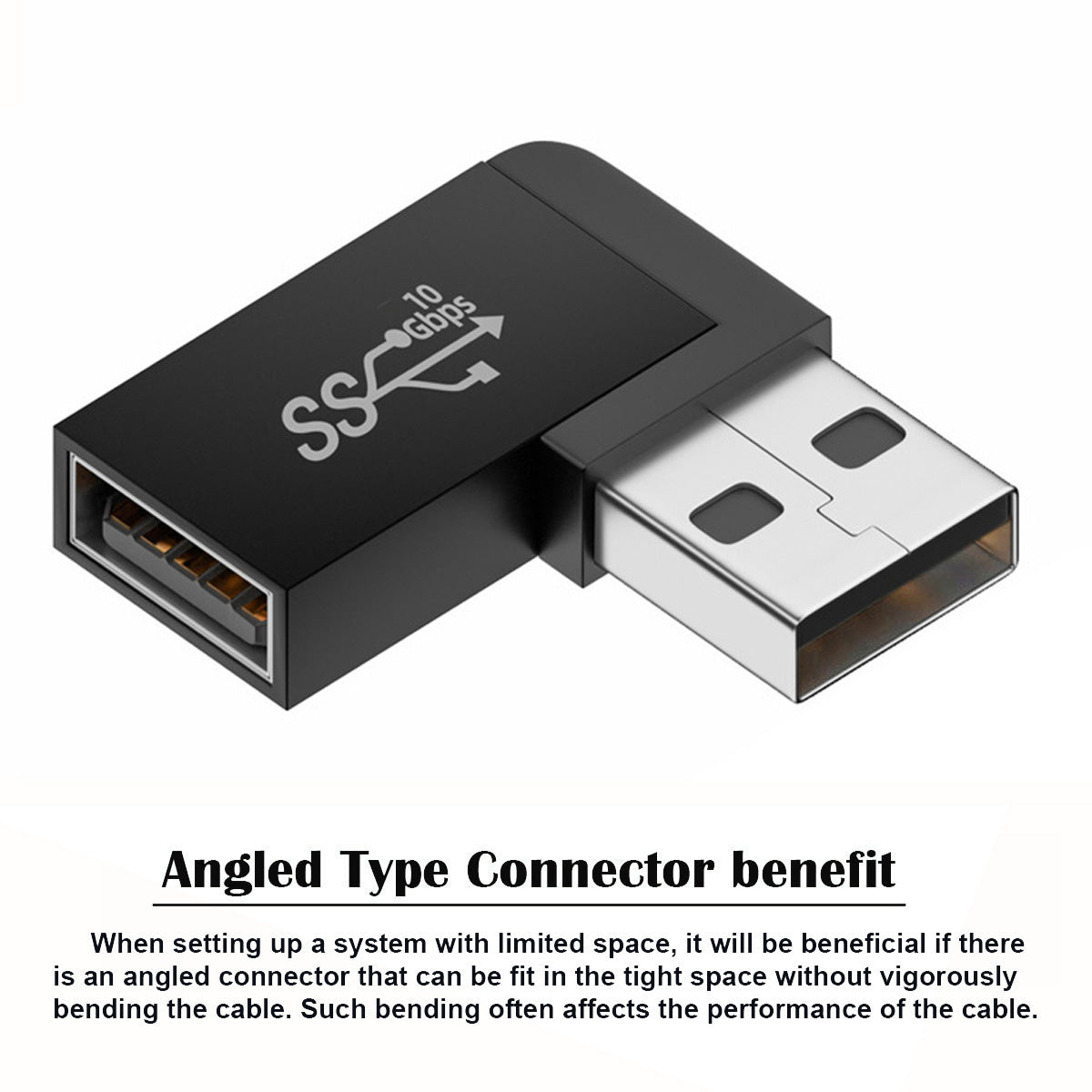 U3-018-LF 10Gbps USB3.0 Male to Female Extension Adapter 90 Degree Left Angled Type Video Adapter