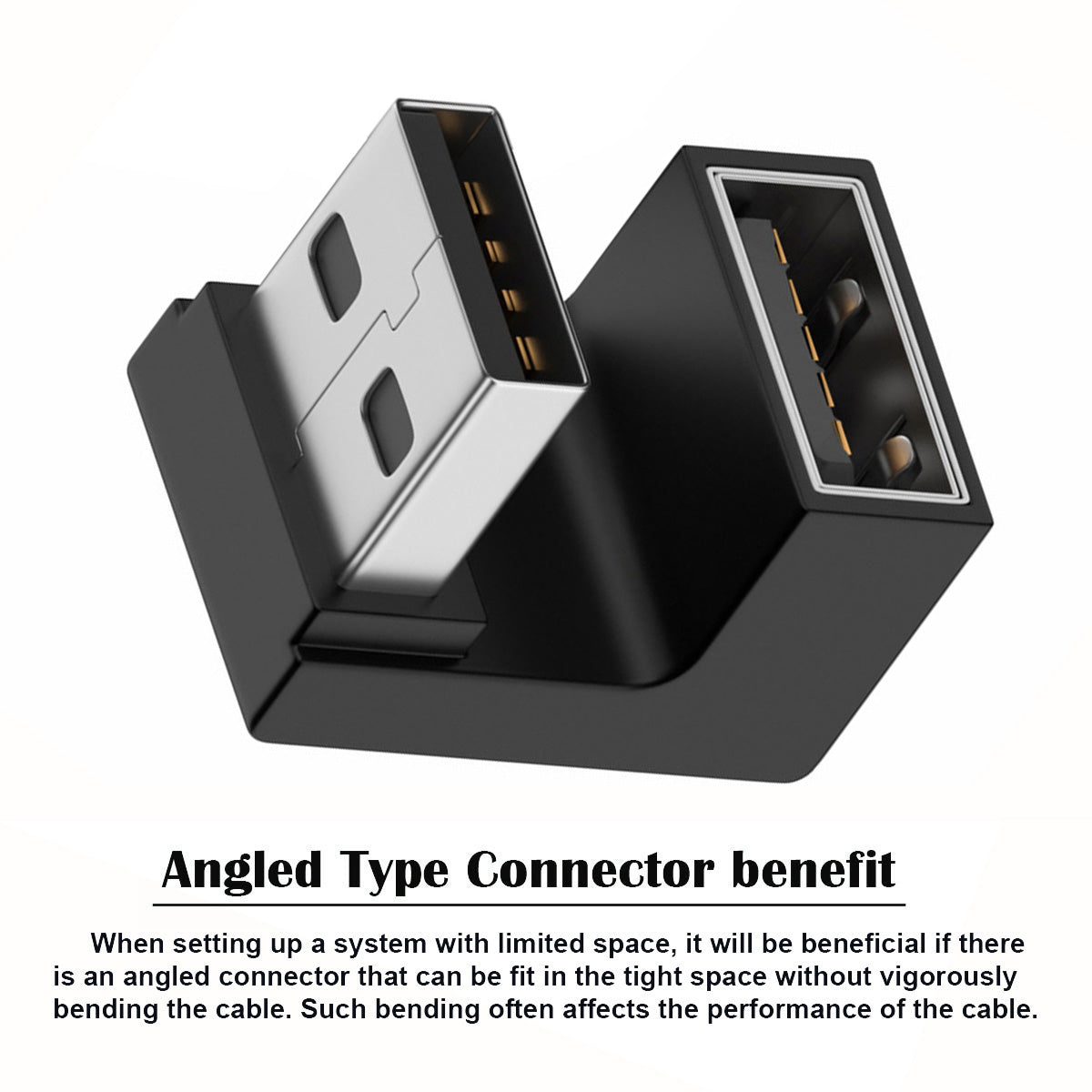 U3-018-OU 10Gbps USB3.0 Male to Female Extension Power Data Video Adapter Opposite U-Shape Back Angled