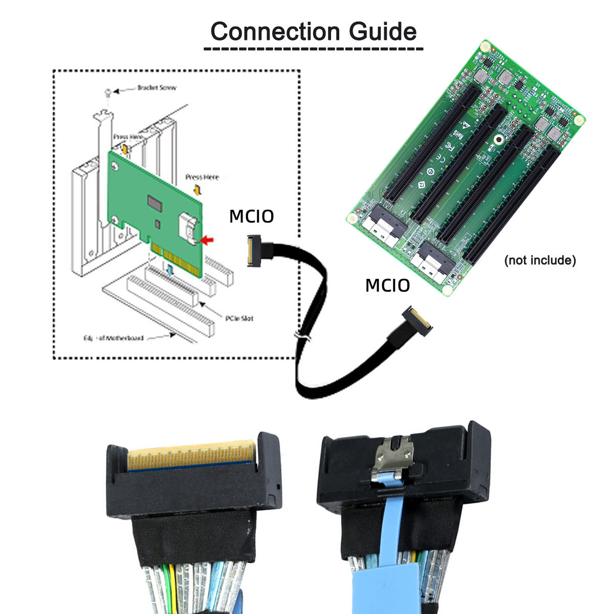 SF-063 50cm MCIO 74Pin Male to SFF-8654 74Pin Male Extension Cable PCI-E 5.0 Mini Cool Edge IO MCIO Cable