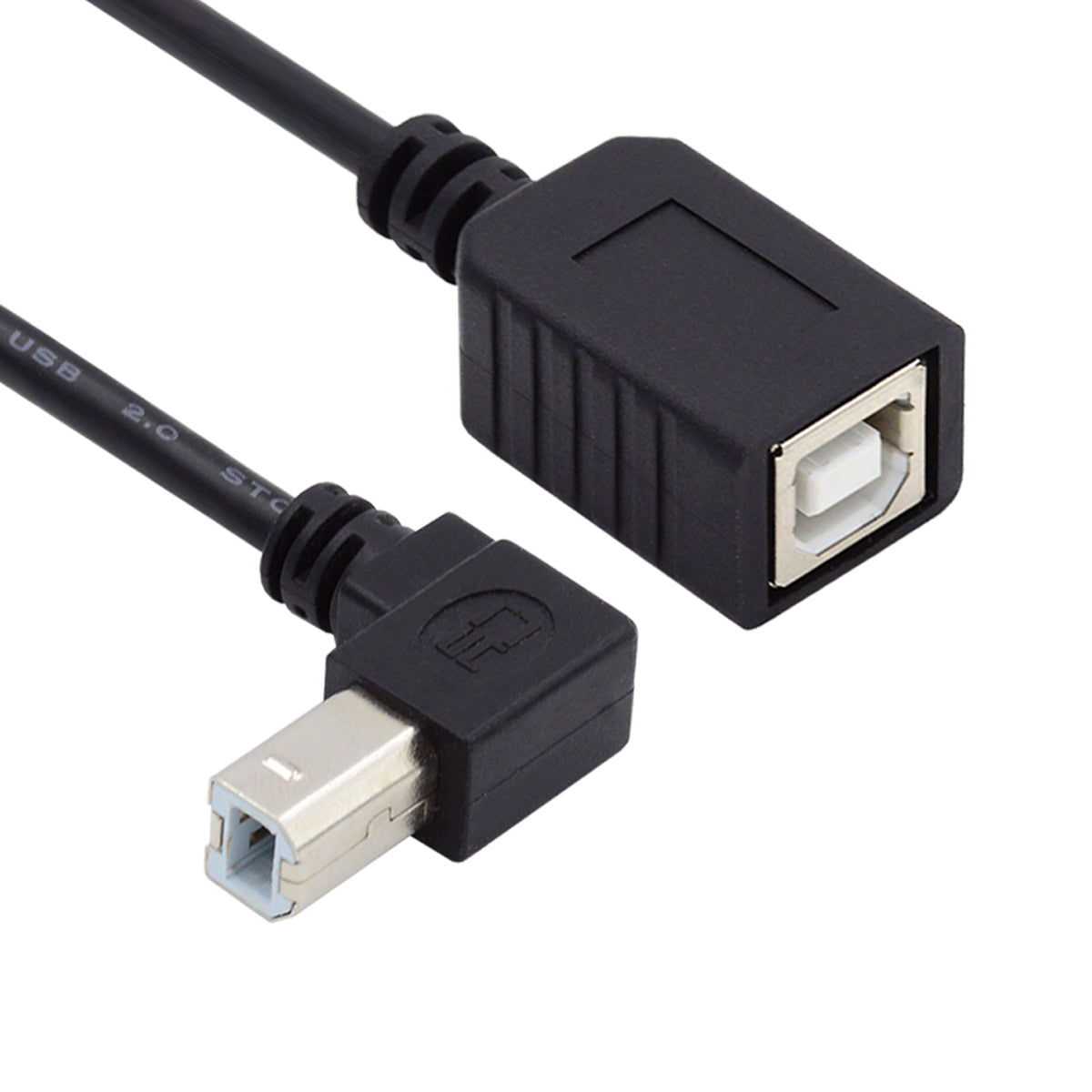 U2-068-UP 20cm Elbow Type B Male USB 2.0 to Female Extension Cable 480Mbps Data Transfer for Printer Scanner Disk