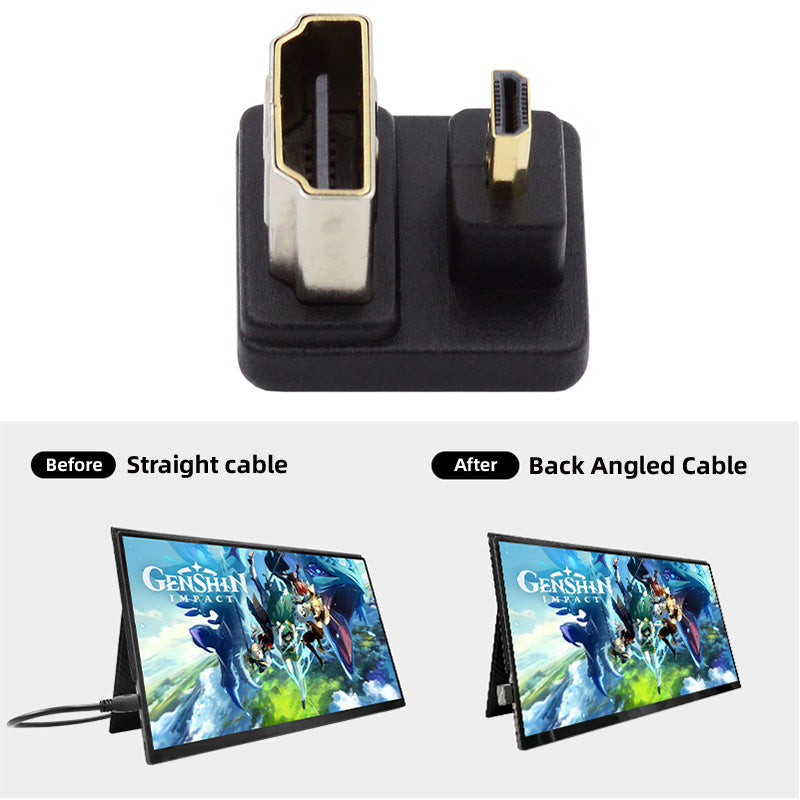 HD-020-UP Up Angled Micro HDMI 1.4 Male to HDMI Female Converter 360-Degree U-Shape Extension Adapter