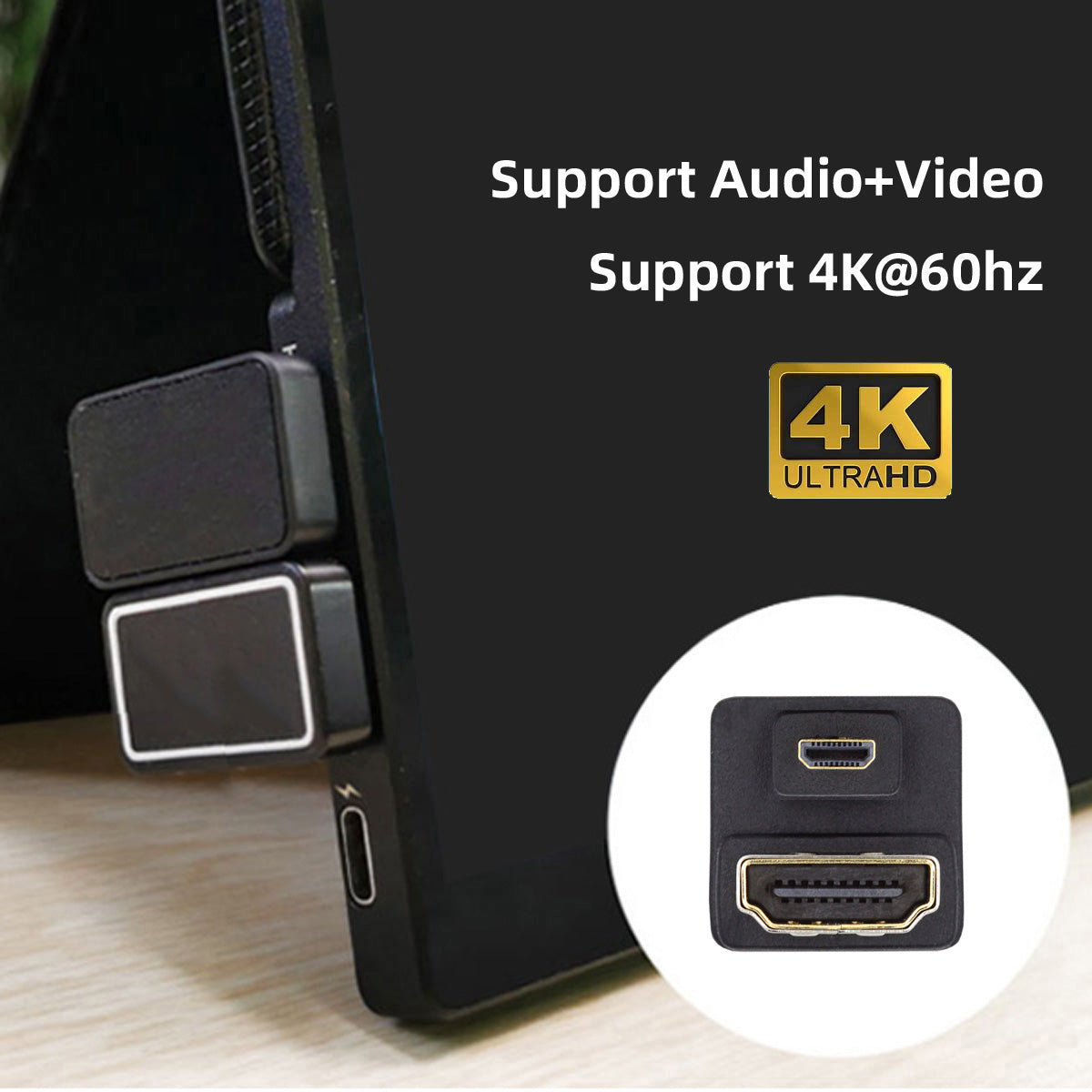 HD-020-DN 360-Degree Down Angled Micro HDMI 1.4 Male to HDMI Female Extension Adapter Converter