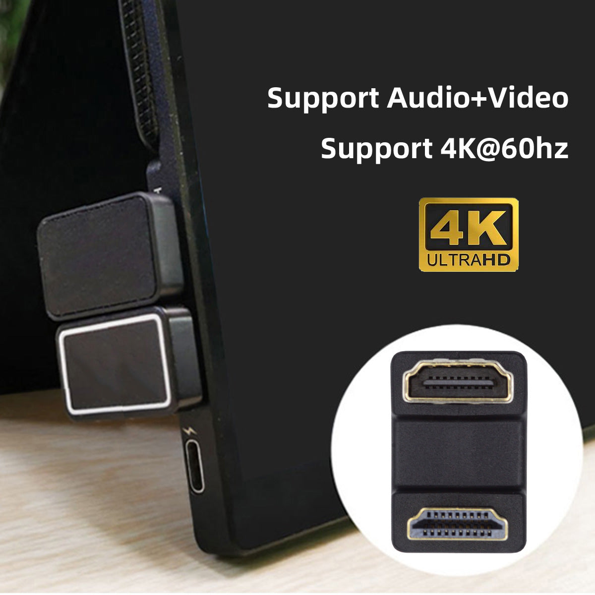 HD-019-DN 360 Degree Down Opposite U Shape Back Angled HDMI 1.4 Male to Female Extension Adapter
