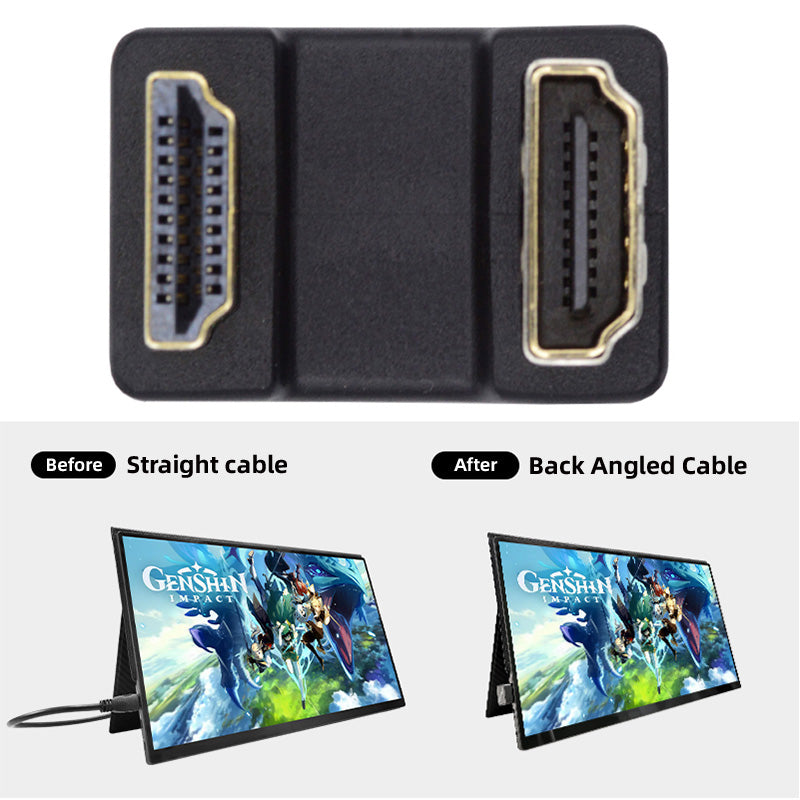 HD-019-DN 360 Degree Down Opposite U Shape Back Angled HDMI 1.4 Male to Female Extension Adapter