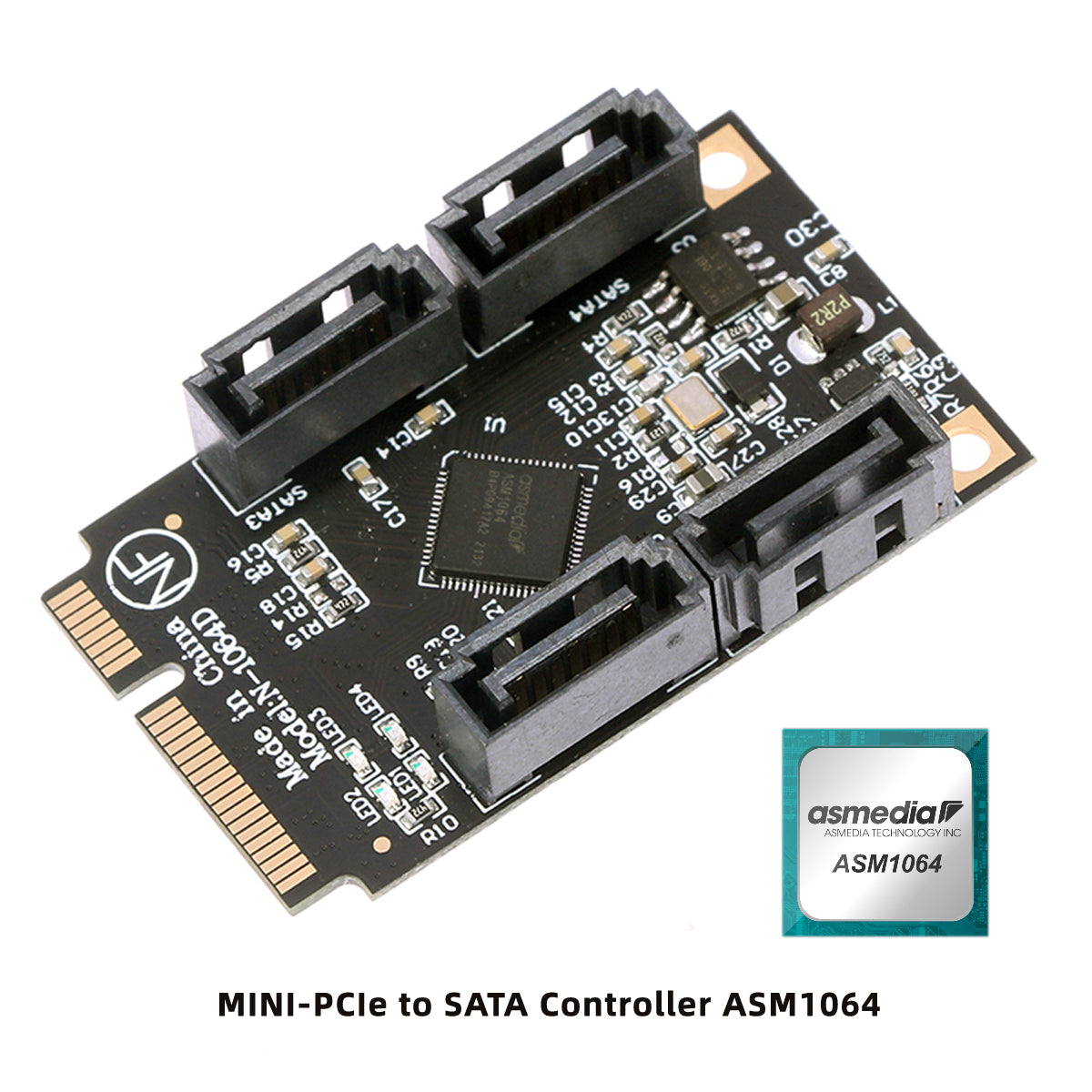 SA-033-4P Mini PCI-E to SATA 3.0 Four Ports Converter 6Gbps PCI Express SSD Adapter Card