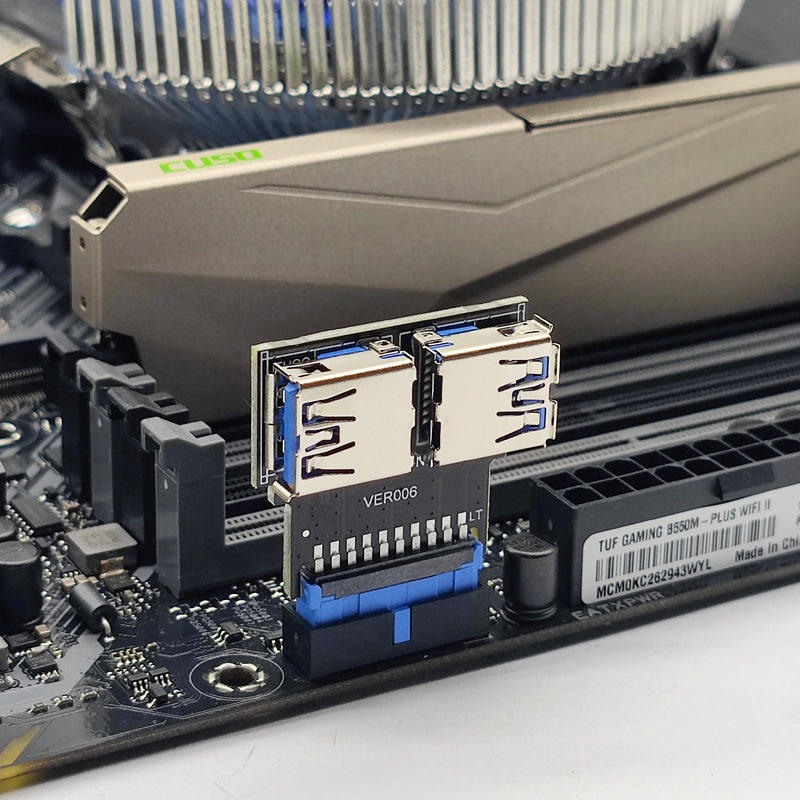 U3-079-RI Dual USB 3.0 Type A Female to Motherboard 20Pin Box Header Slot Adapter 5Gbps