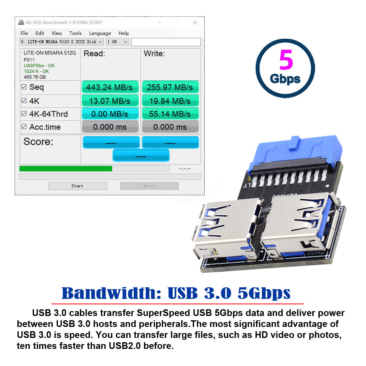 U3-079-RI Dual USB 3.0 Type A Female to Motherboard 20Pin Box Header Slot Adapter 5Gbps