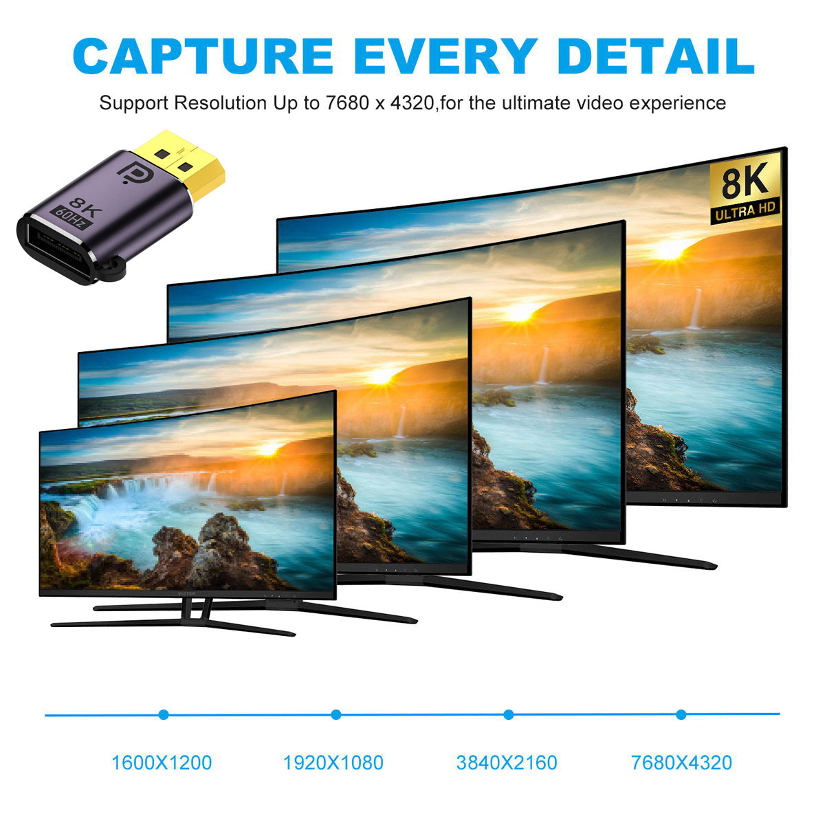 DP-036-8K02 Mini DisplayPort 1.4 Male to DP Female 8K 60Hz Adapter UHD Extension Adapter for Video PC Laptop Monitor