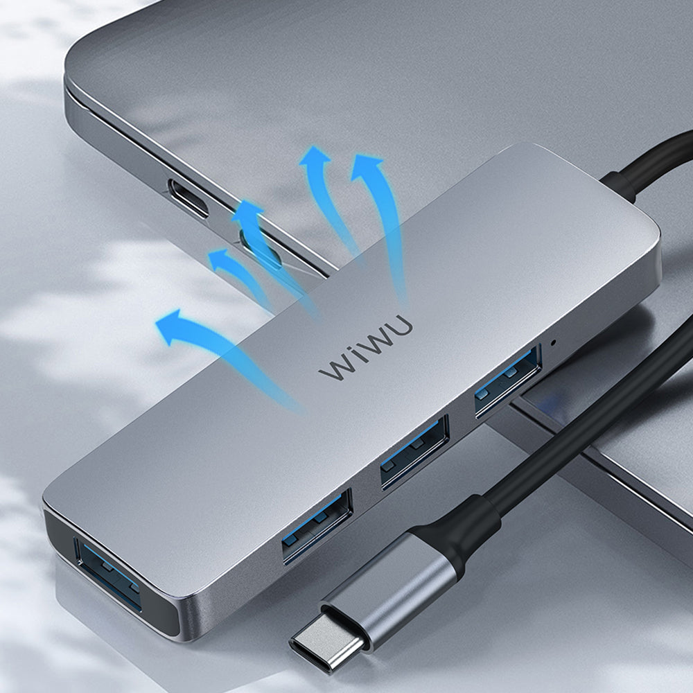 WIWU A440 PRO 4-In-1 USB-C Adapter Hub to 4xUSB 3.0 Port for MacBook MateBook Type-C Laptop