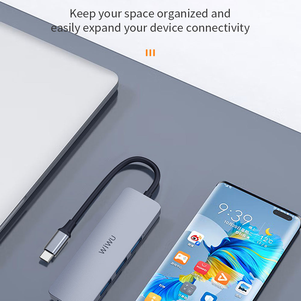 WIWU A440 PRO 4-In-1 USB-C Adapter Hub to 4xUSB 3.0 Port for MacBook MateBook Type-C Laptop