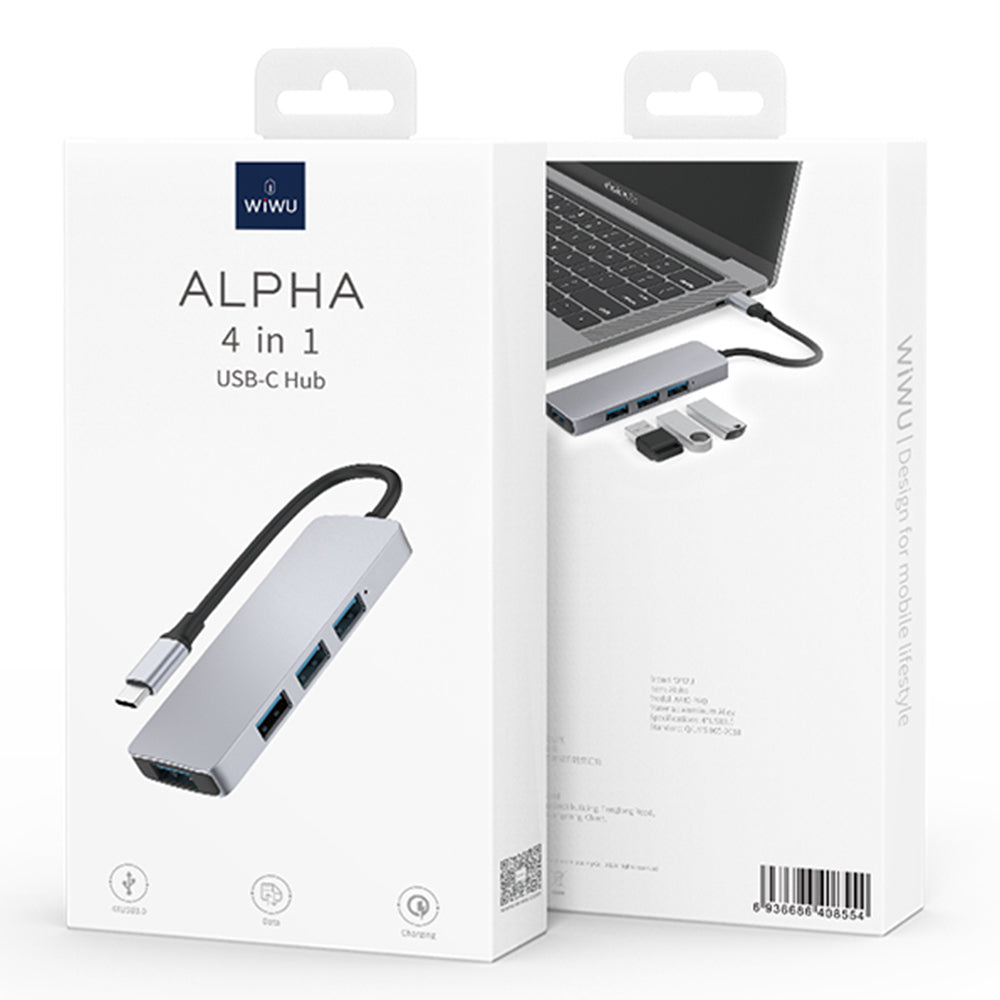 WIWU A440 PRO 4-In-1 USB-C Adapter Hub to 4xUSB 3.0 Port for MacBook MateBook Type-C Laptop