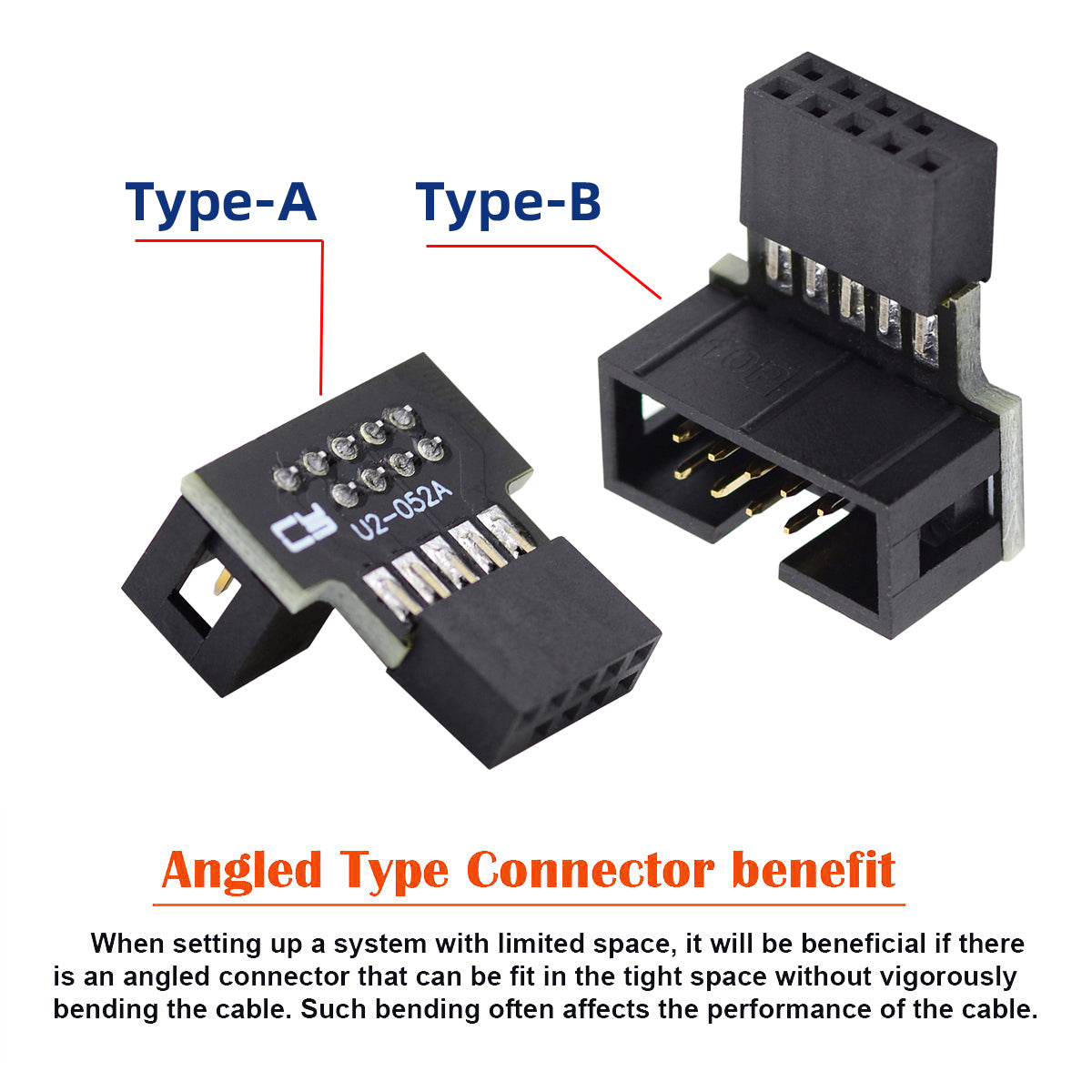 U2-052 1 Set Down &amp; Up Angled USB 2.0 10Pin 9Pin Header Male to Female Extension Adapter Motherboard Connector