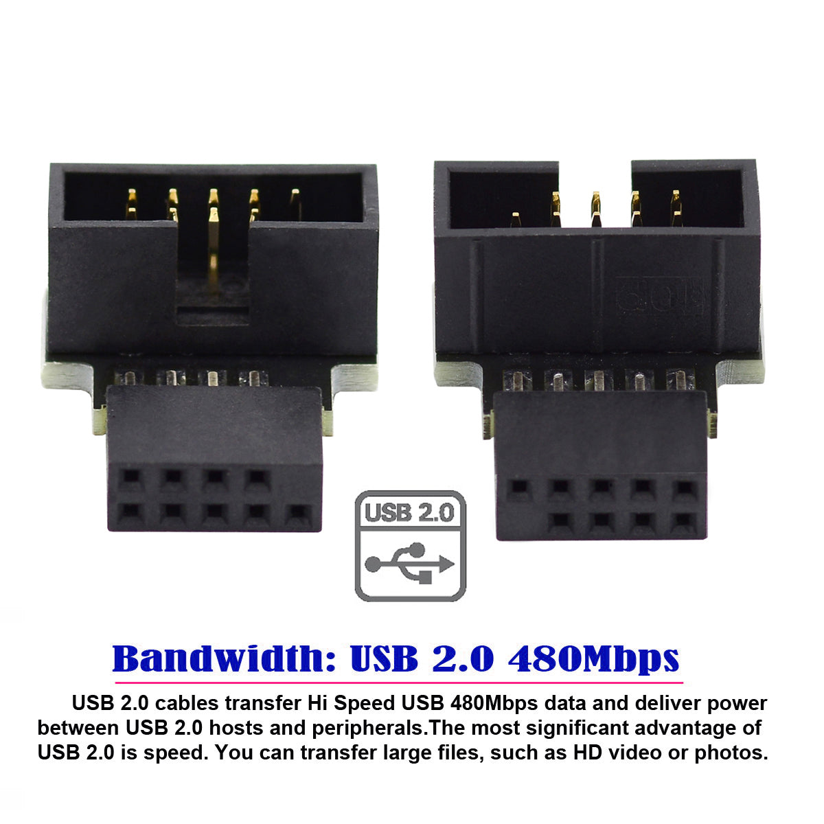 U2-052 1 Set Down &amp; Up Angled USB 2.0 10Pin 9Pin Header Male to Female Extension Adapter Motherboard Connector