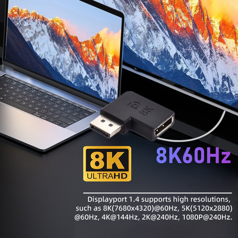 DP-036-8K06 DisplayPort 1.4 Male to DP Female Angled Converter 8K 60hz 7680*4320 Ultra HD Adapter for PC Laptop Monitor