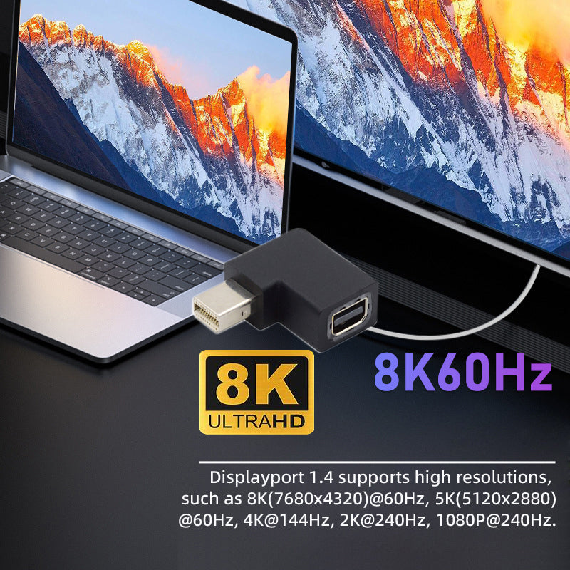 DP-036-8K07 Angled 8K 60Hz Mini DisplayPort 1.4 Male to Mini DP Female Convertor Fast Transmission Adapter for PC Laptop Monitor