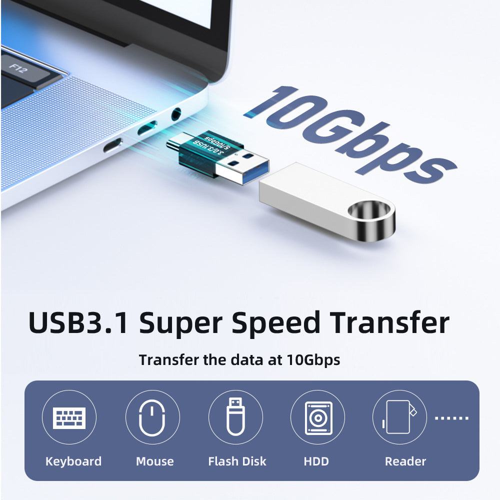 UC-070-TC002 USB 3.1 Type C Male OTG to USB 3.0 Male Convertor 10Gbps Data Transmission Charge Adapter for Laptop Phone
