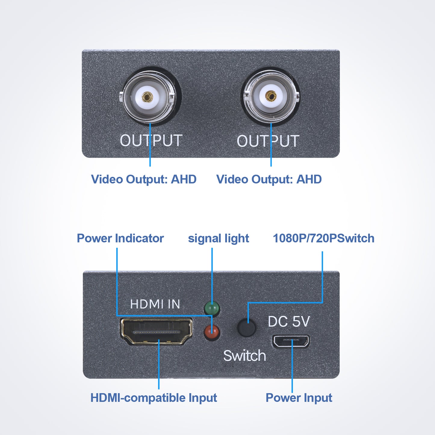 NK-C9 Coaxial Converter Loop Through Output HDMI to AHD Adapter Signal 1 Input 2 Output 4K HDMI to AHD 1080P Converter