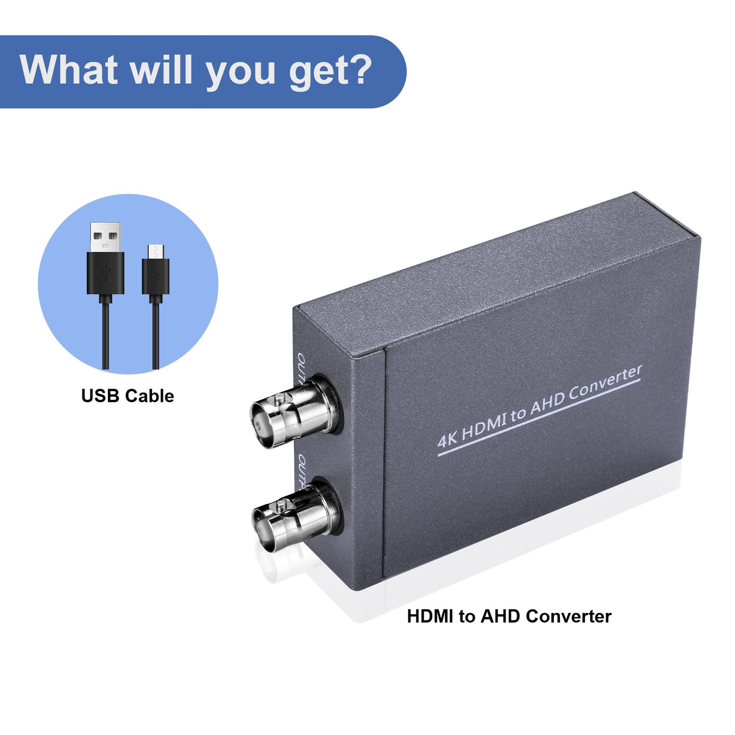 NK-C9 Coaxial Converter Loop Through Output HDMI to AHD Adapter Signal 1 Input 2 Output 4K HDMI to AHD 1080P Converter